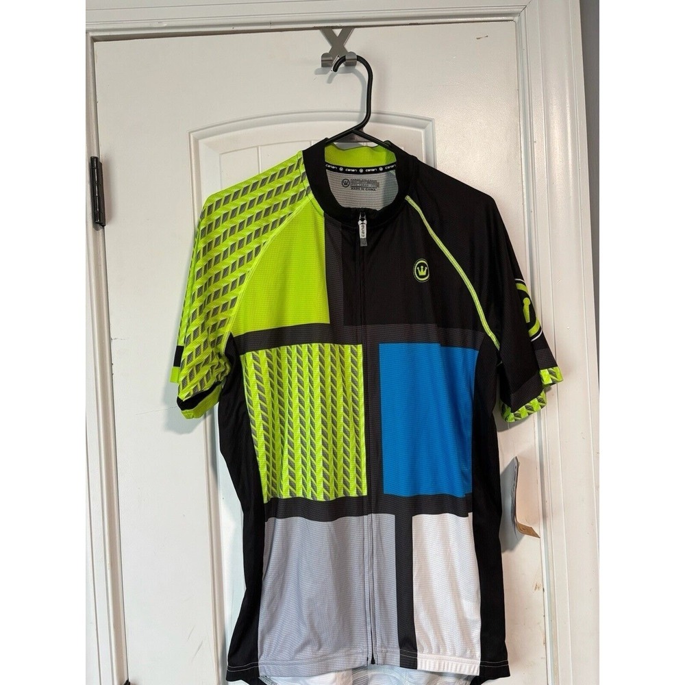 Canari Jersey Mens M Black Killer Yellow Circuit Jersey Full Zip Cycling NWT‎
